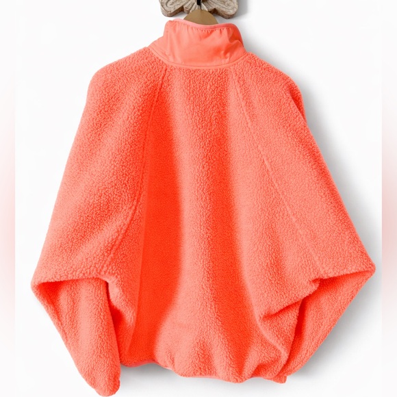 Free People Hit The Slopes Fleece Jacket Neon Coral FP Movement Oversized Large - Picture 7 of 12